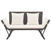 Garden Bench With Cushions 69.3" Brown Poly Rattan