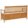 Storage Bench With Cushion 58.2" Solid Acacia Wood