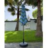 Outdoor Patio 8.6-Feet Market Table Umbrella With Push Button Tilt And Crank, Blue Stripes[Umbrella Base Is Not Included]