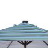 Outdoor Patio 8.7-Feet Market Table Umbrella With Push Button Tilt And Crank, Blue Stripes With 24 Led Lights[Umbrella Base Is Not Included]