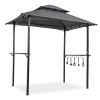Outdoor Grill Gazebo 8 X 5 Ft, Shelter Tent, Double Tier Soft Top Canopy And Steel Frame With Hook And Bar Counters, Grey-Dk