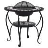 Mosaic Fire Pit Table Black And White 26.8" Ceramic