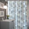 Grey Geometric Pattern Peva Bathroom Shower Curtain Waterproof Shower Curtain Bathroom Decoration, 71X71Inch