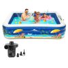 Inflatable Swimming Pool For Family, 100" X 71" X 22" Full-Sized Inflatable Kiddie Pools, Electric Pump Included, Lounge Pool For Baby Toddlers Kids A