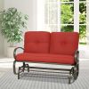 Patio Swing Glider Bench Outdoor Cushioed 2 Person Rocking Chair Garden Loveseat, Brick Red