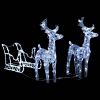 Reindeers & Sleigh Christmas Decoration 160 Leds 51.2" Acrylic