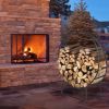 Artisasset Black Paint 40-Inch Round Indoor And Outdoor Iron Fireplace Firewood Stand Yj