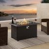 43 Inch Outdoor Fire Pit Table 50; 000 Btu Wicker Auto-Ignition Gas Fire Pit Table For Outside With Aluminum Tabletop;  Etl Certification