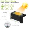 4Pcs Solar Powered Led Step Lights Outdoor Water-Resistant Dusk To Dawn Sensor Fence Lamps For Stairs Yard Railing