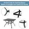 Meooem 37 Inch Patio Dining Table With 1.57 Inch Umbrella Hole, Wooden-Like Top Metal Steel Square Table For Garden, Backyard, Bistro
