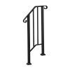 Artisasset Matte Black Outdoor 1St Tier Iron Handrail Rt