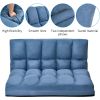 Double Chaise Lounge Sofa Floor Couch And Sofa With Two Pillows For Living Room (Blue) Rt