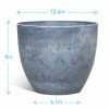 Higold - 10.6 Inch Plastic Plant Pot, Round Planter, Indoor/Outdoor Using, Gift For Birthday, Housewarming, Gray&Blue, Set Of 2