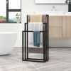 Metal Freestanding Towel Rack 3 Tiers Hand Towel Holder Organizer For Bathroom Accessories, Black