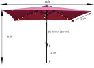10 X 6.5T Rectangular Patio Solar Led Lighted Outdoor Umbrella With Crank And Push Button Tilt For Garden Backyard Pool Swimming Pool Burgundy Rt