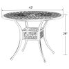 42" X 42" Round Outdoor Patio Dining Table, Powder-Coated Cast Aluminum Frame With Umbrella Hole Metal Rust-Free Furniture For Lawn Garden Backyard, D