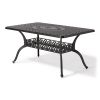 60" X 36" Rectangle Outdoor Patio Dining Table, Powder-Coated Cast Aluminum Frame With Umbrella Hole Metal Rust-Free Furniture For Lawn Garden Backyar