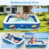 Inflatable Swimming Pool For Family, 100" X 71" X 22" Full-Sized Inflatable Kiddie Pools, Electric Pump Included, Lounge Pool For Baby Toddlers Kids A