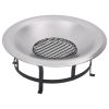 Outdoor Fire Pit With Grill Stainless Steel 29.9"