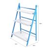 Multi Layer Foldable Plant Pots Rack Stand Shelf For Balcony Room Garden Patio(Blue+White)