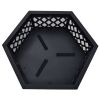 U-Style Outdoor Steel Wood Burning Fire Pit With Spark Screen And Poker For Camping Patio Backyard Garden (Hexagonal Shaped) Yf