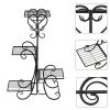 4 Potted Square Flower Metal Shelves Plant Pot Stand Decoration For Indoor Outdoor Garden Black