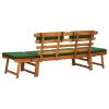Garden Bench With Cushions 2-In-1 74.8" Solid Acacia Wood