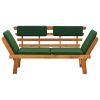 Garden Bench With Cushions 2-In-1 74.8" Solid Acacia Wood