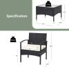 3 Pieces Patio Wicker Rattan Furniture Set With Cushion For Lawn Backyard