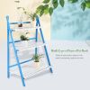 Multi Layer Foldable Plant Pots Rack Stand Shelf For Balcony Room Garden Patio(Blue+White)