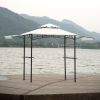 13Ft.Lx4.5Ft.W Iron Double Tiered Backyard Patio Bbq Grill Gazebo With Bar Counters&Extendable Shades, White