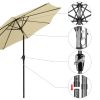 9Ft Patio Umbrella Outdoor Market Table Umbrella With Push Button Tilt And Crank For Garden, Lawn, Deck, Backyard & Pool, 8 Sturdy Ribs, Beige