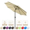 9Ft Patio Umbrella Outdoor Market Table Umbrella With Push Button Tilt And Crank For Garden, Lawn, Deck, Backyard & Pool, 8 Sturdy Ribs, Beige
