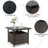 Outdoor Wicker Umbrella Side Table Patio Rattan Stand Table With Umbrella Hole