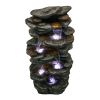 40Inches High Rocks Outdoor Cascading Waterfall With Led Lights