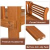 49 Inch Eucalyptus Wood Outdoor Folding Bench With Backrest Armrest For Patio Garden
