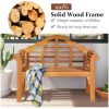 49 Inch Eucalyptus Wood Outdoor Folding Bench With Backrest Armrest For Patio Garden