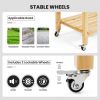 Wood Elevated Planter Bed With Lockable Wheels Shelf And Liner