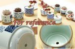 Japanese-Style Ceramics Color Glaze Succulent Planter Pot With Drainage And Bamboo Tray