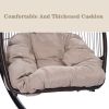 Patio Wicker Folding Hanging Chair,Rattan Swing Hammock Egg Chair With X Type Base And C Type Bracket , With Cushion And Pillow,For Patio,Bedroom Balc