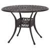42" X 42" Round Outdoor Patio Dining Table, Powder-Coated Cast Aluminum Frame With Umbrella Hole Metal Rust-Free Furniture For Lawn Garden Backyard, D