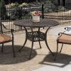 42" X 42" Round Outdoor Patio Dining Table, Powder-Coated Cast Aluminum Frame With Umbrella Hole Metal Rust-Free Furniture For Lawn Garden Backyard, D