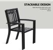 Outdoor Dining Chairs Set Of 4 Stacking Patio Metal Arm Chairs For Garden, Yard, Lawn