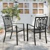Outdoor Dining Chairs Set Of 2 Stacking Patio Metal Arm Chairs For Garden, Yard, Lawn