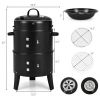 3-In-1 Charcoal Bbq Grill Cambo With Built-In Thermometer