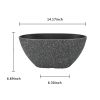 2 Pcs 14" Oval Plant Pots, Flower Pots With Drainage Holes, Plastic Planter With Marble Pattern For Home Garden, Black