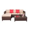Outdoor 5-Piece Set Patio Furniture Sectional Sofa Sets All Weather Rattan Manual Wicker Conversation Set With Cushions And Table Xh