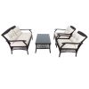 4 Piece Rattan Sofa Seating Group With Cushions, Outdoor Ratten Sofa