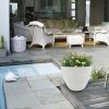 2 Pcs 14" Round Plant Pots, Flower Pots With Drainage Holes, White