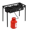 Outdoor Camp Stove High Pressure Propane Gas Cooker Portable Cast Iron Patio Cooking Burner (Three Burner 225000-Btu)